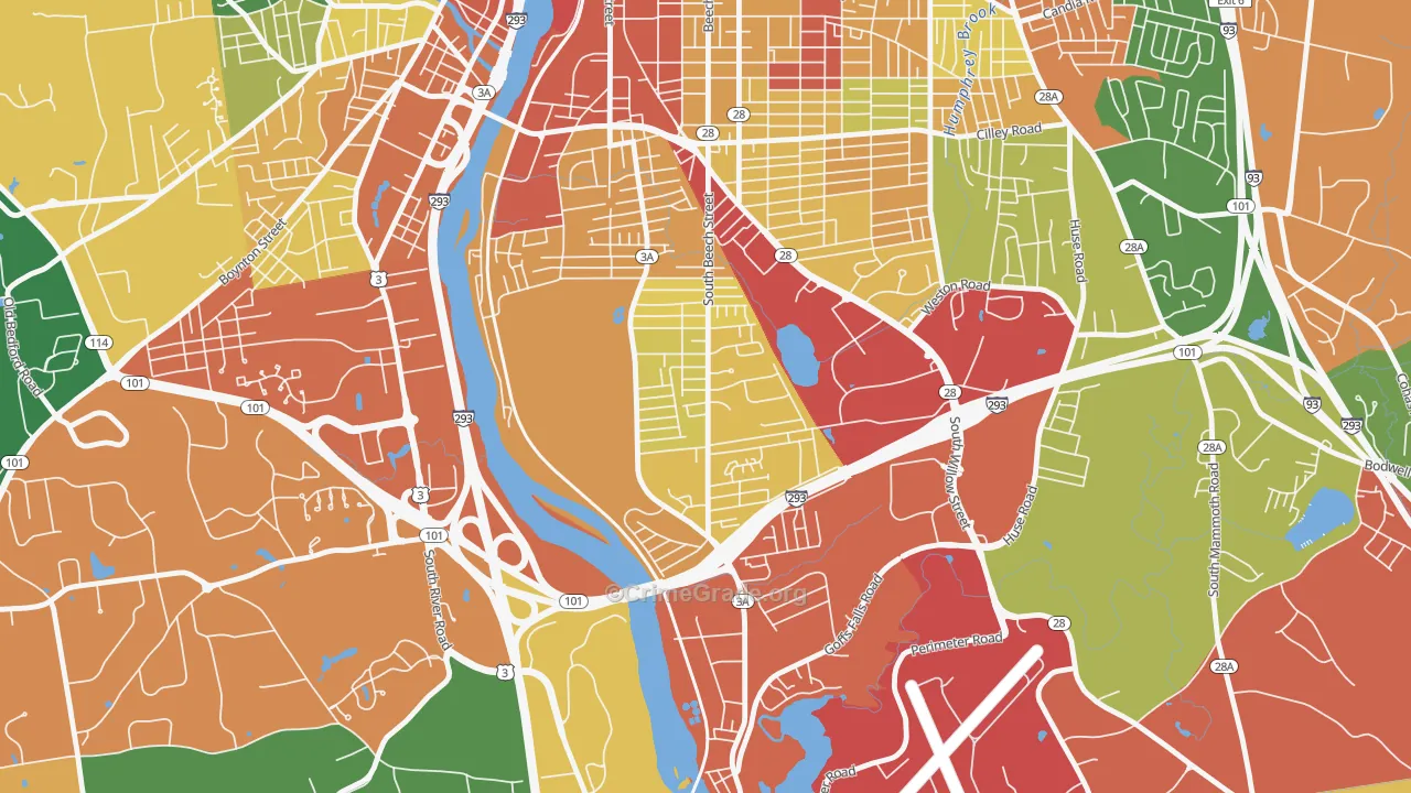 Highlands, Manchester, NH Map of Assault Rates