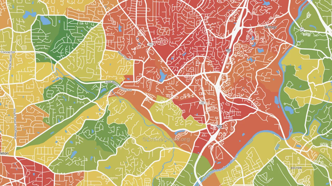 Highlands Park, Smyrna, GA Map of Assault Rates