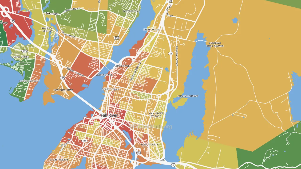 Highlands-Providence, Fall River, MA Map of Assault Rates