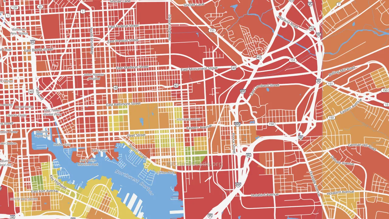 Highlandtown, Baltimore, MD Map of Assault Rates