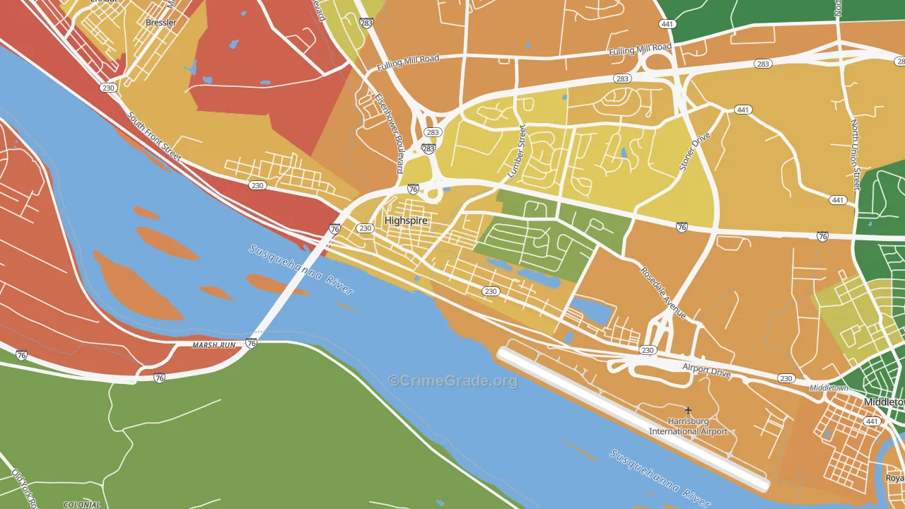 Highspire, PA Map of Assault Rates