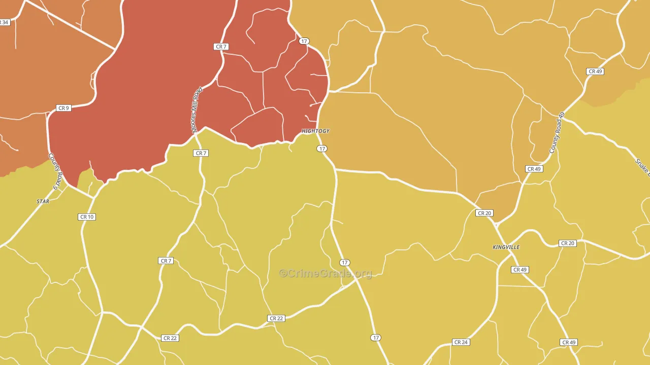 Hightogy, AL Map of Assault Rates