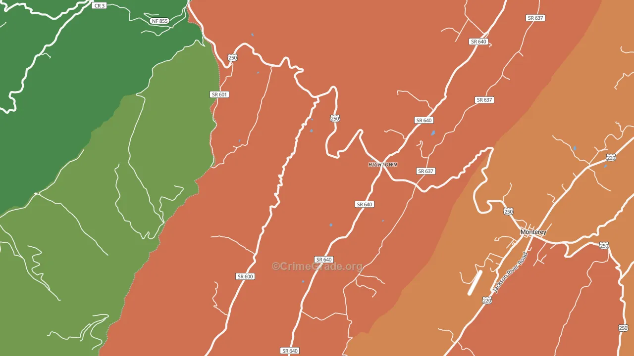 Hightown, VA Map of Assault Rates