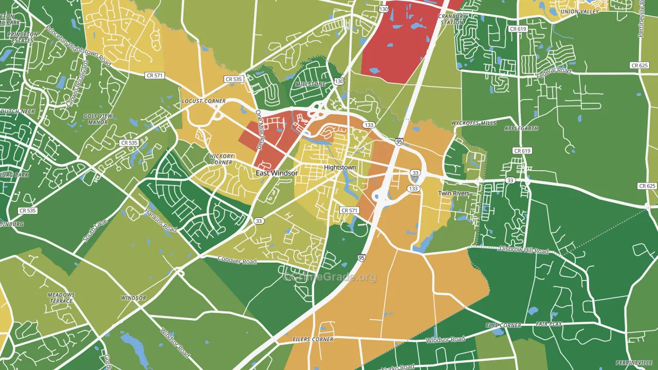 Hightstown, NJ Map of Assault Rates