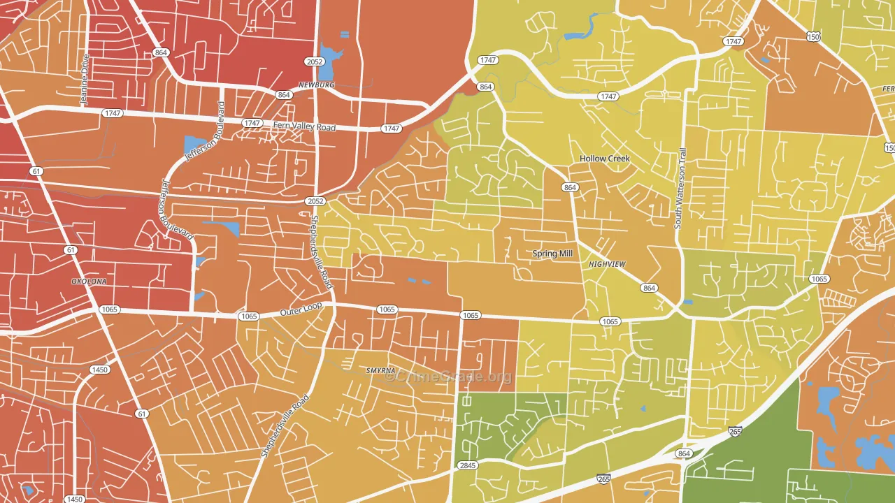 Highview, Louisville, KY Map of Assault Rates