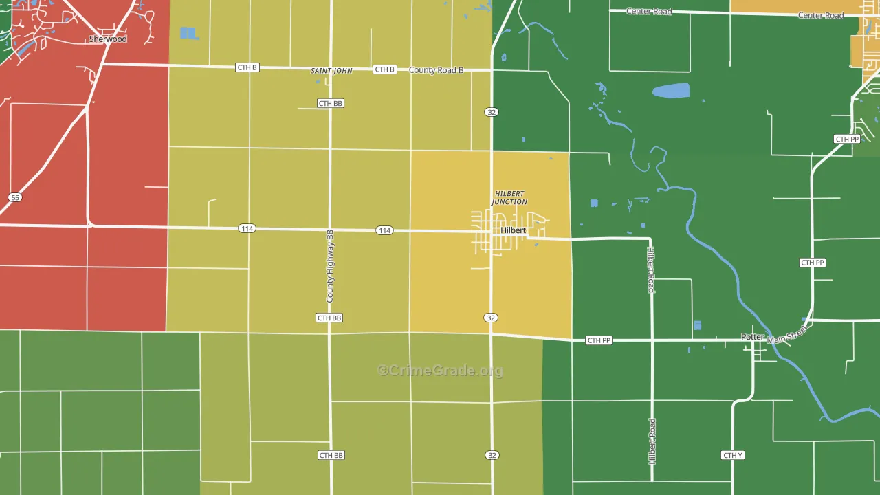 Hilbert, WI Map of Assault Rates