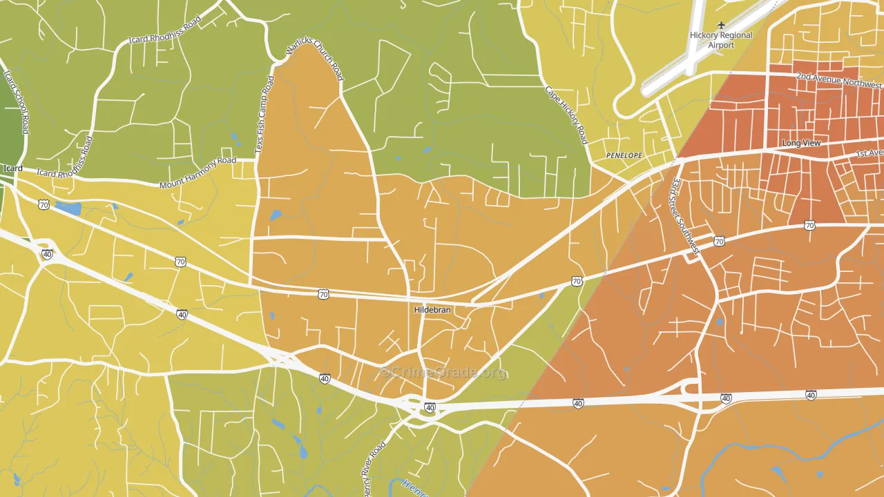 Hildebran, NC Map of Assault Rates