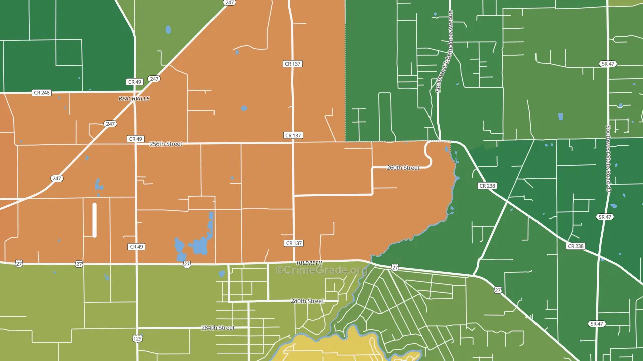 Hildreth, FL Map of Assault Rates
