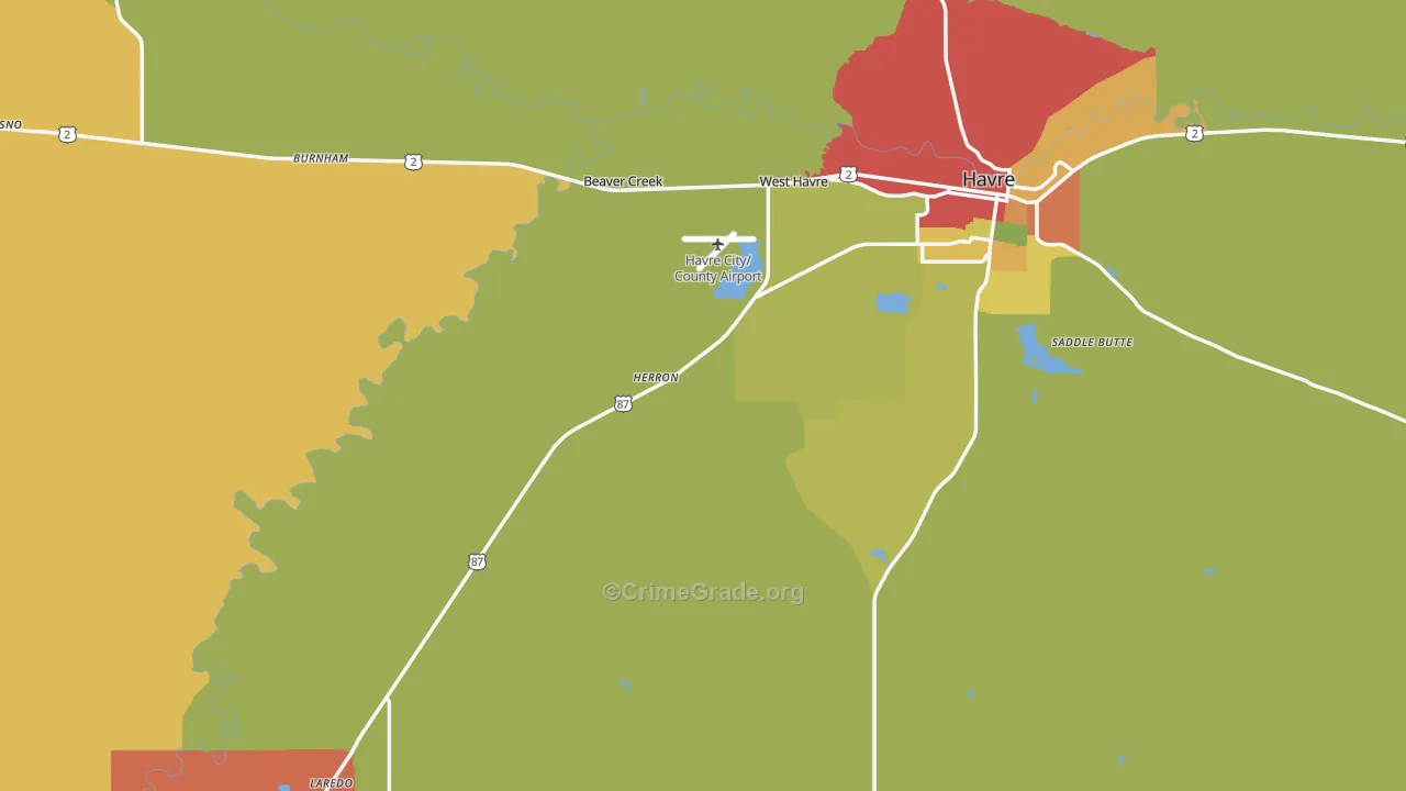 Hill County, MT Map of Assault Rates