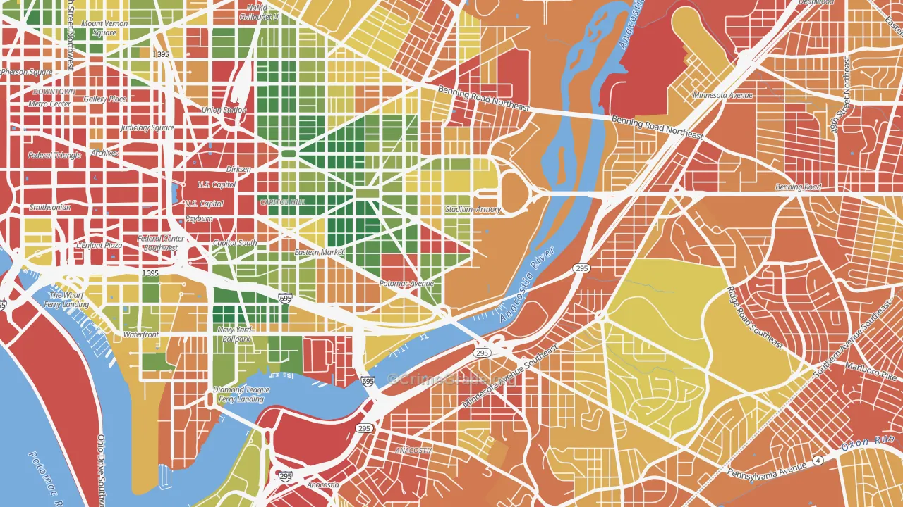 Hill East, Washington, DC Map of Assault Rates