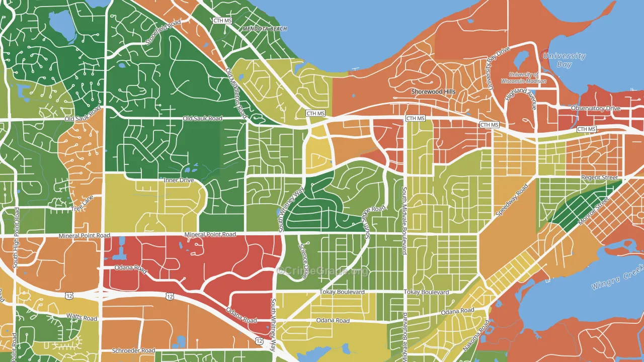 Hill Farms-University Neighborh, Madison, WI Map of Assault Rates