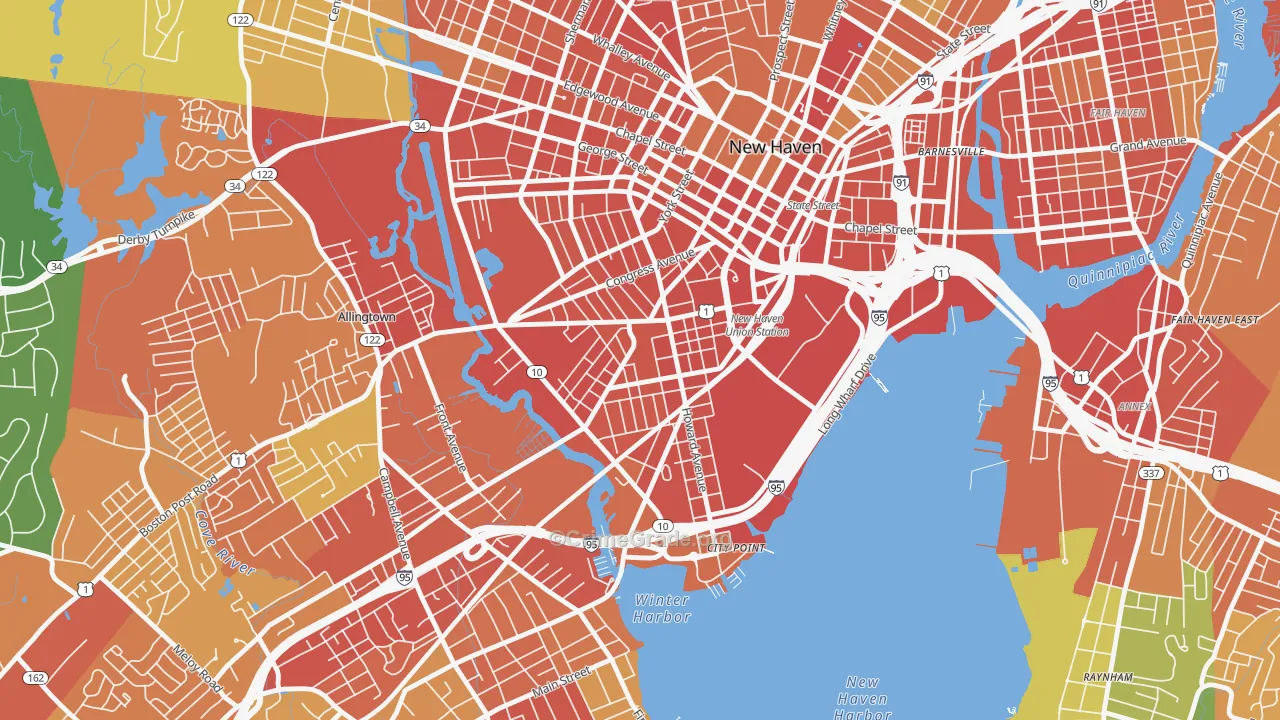 Hill, New Haven, CT Map of Assault Rates