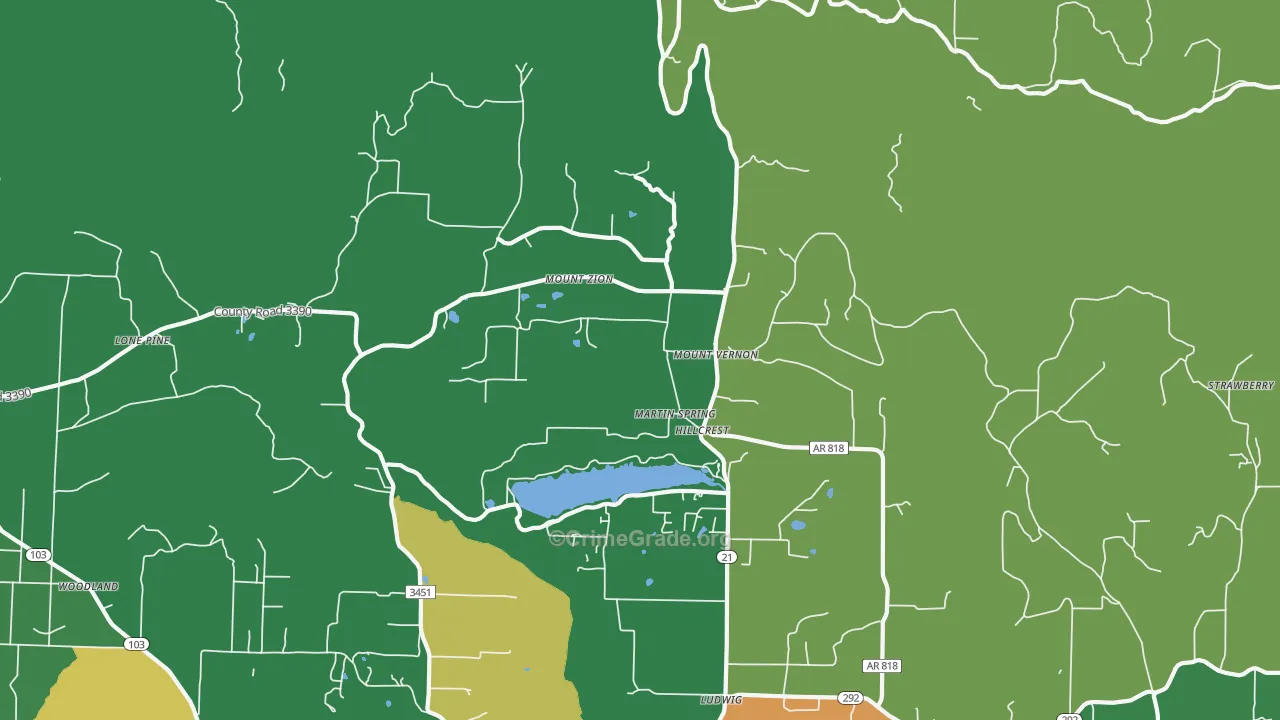 Hillcrest, AR Map of Assault Rates