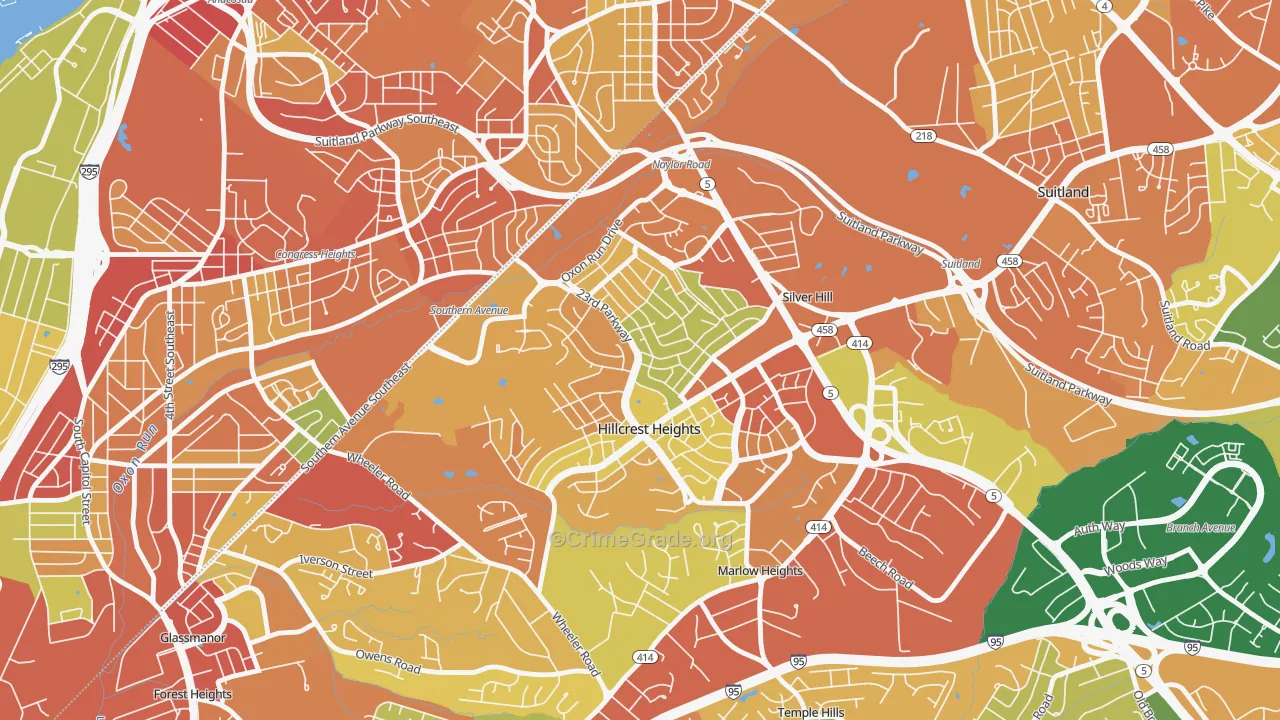 Hillcrest Heights, MD Map of Assault Rates
