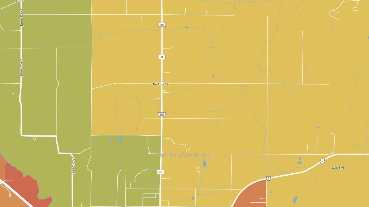 Hillcrest, MI Map of Assault Rates