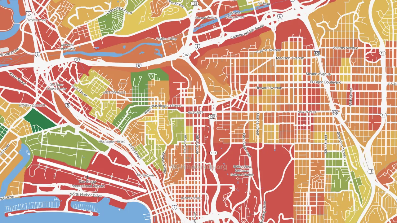 Hillcrest, San Diego, CA Map of Assault Rates
