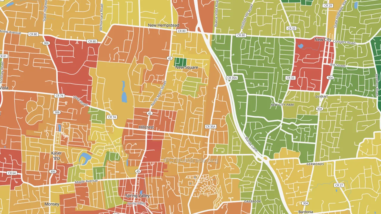 Hillcrest, Spring Valley, NY Map of Assault Rates