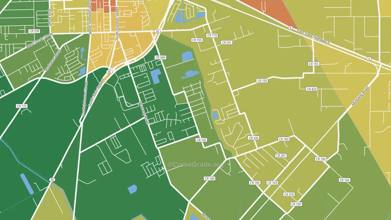 Hillcrest, TX Map of Assault Rates