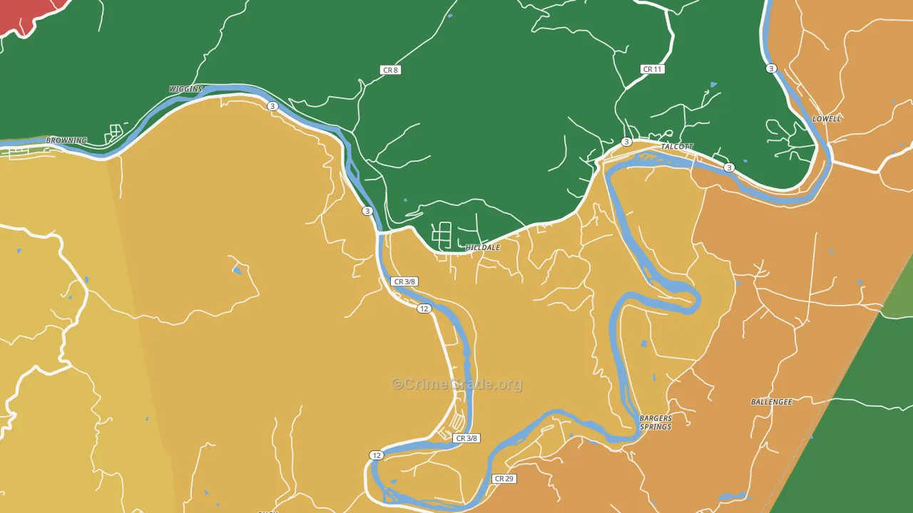 Hilldale, WV Map of Assault Rates