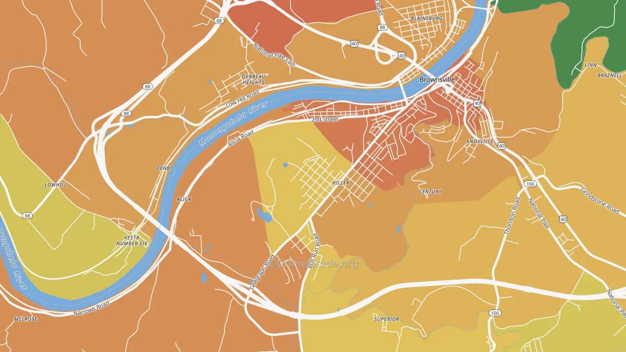Hiller, PA Map of Assault Rates