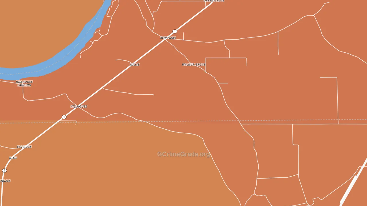 Hillhouse, MS Map of Assault Rates