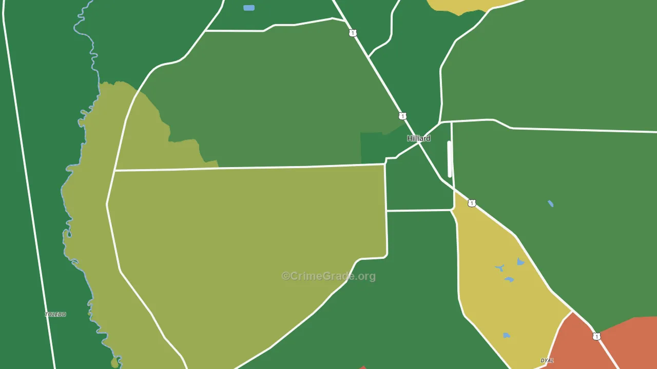 Hilliard, FL Map of Assault Rates