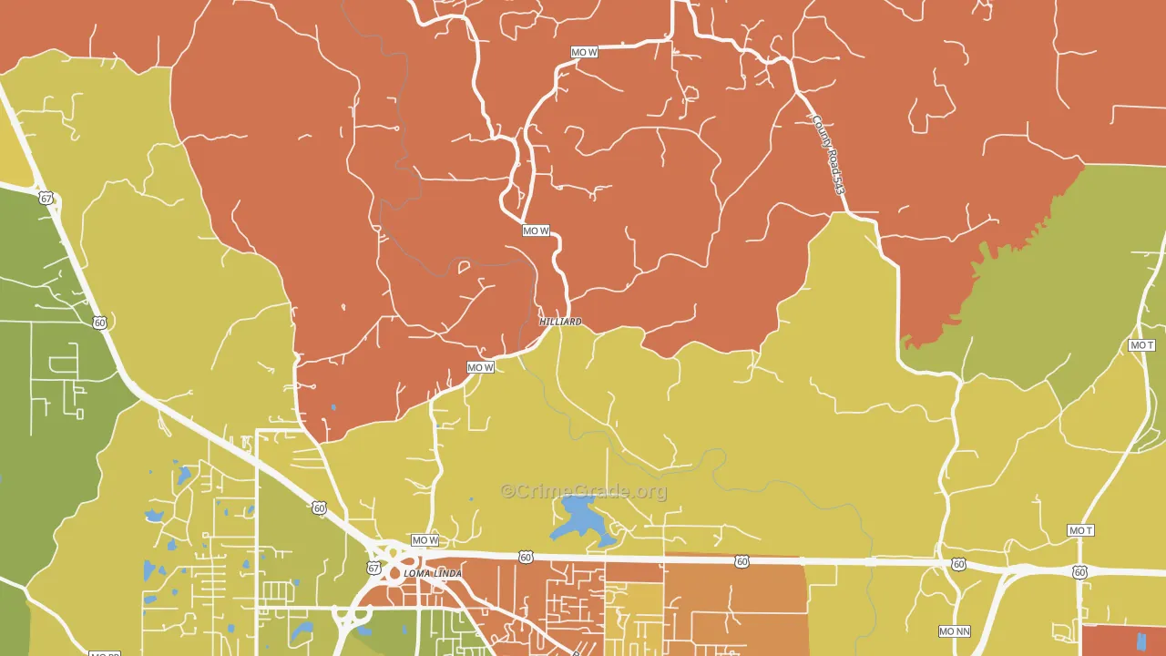 Hilliard, MO Map of Assault Rates