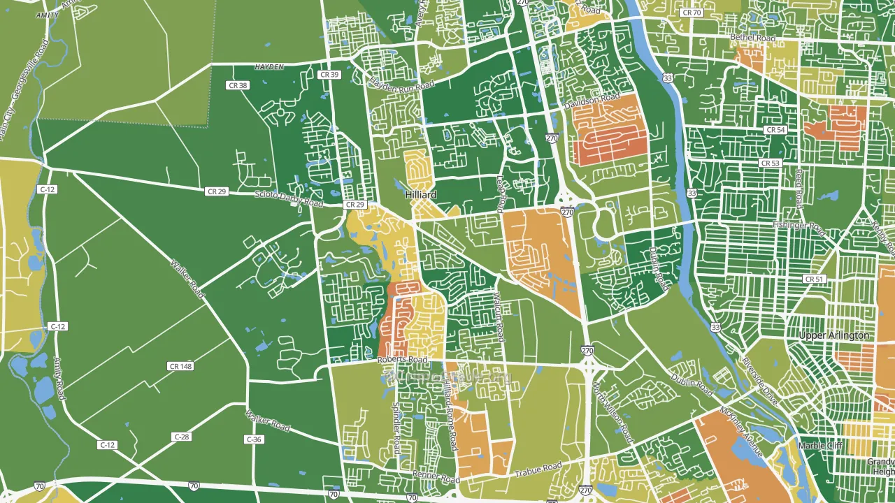 Hilliard, OH Map of Assault Rates