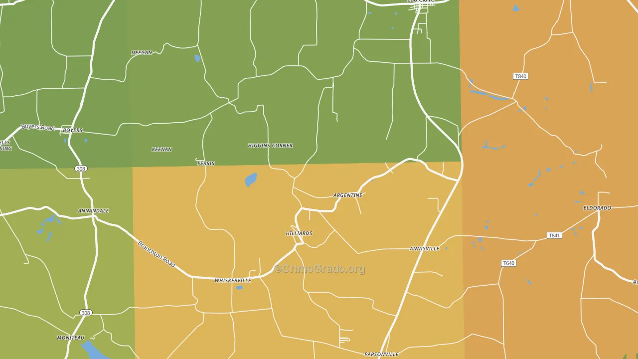 Hilliards, PA Map of Assault Rates