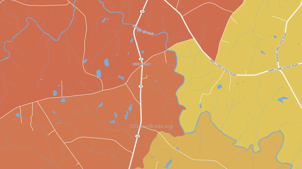 Hilliardston, NC Map of Assault Rates