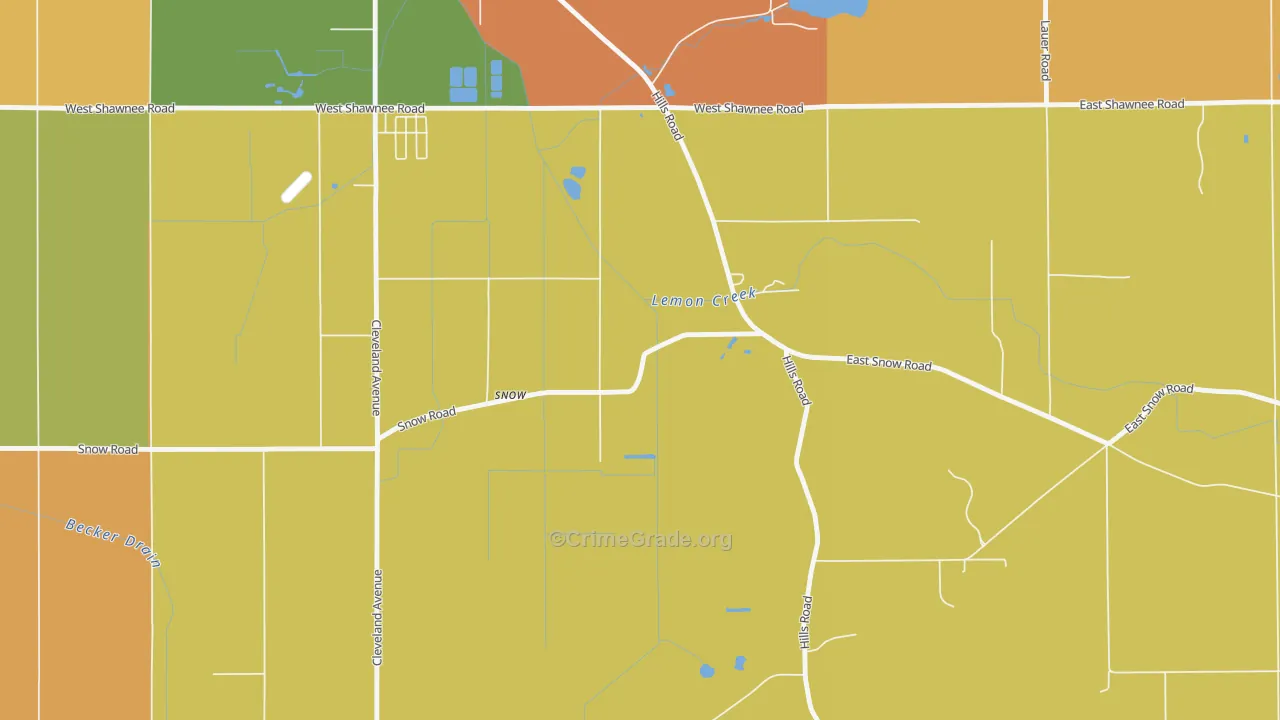 Hills Corners, MI Map of Assault Rates