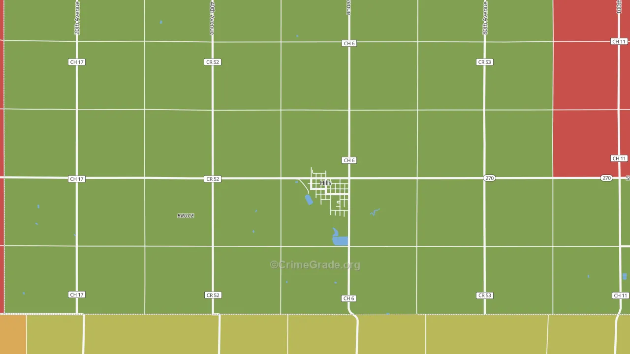 Hills, MN Map of Assault Rates