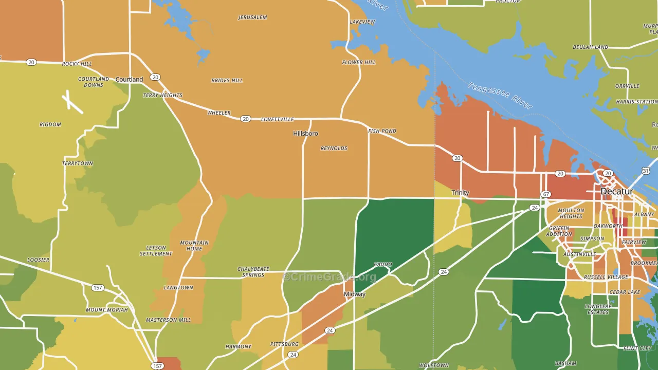 Hillsboro, AL Map of Assault Rates