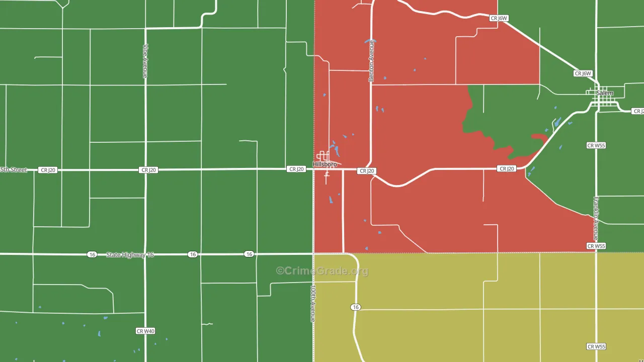 Hillsboro, IA Map of Assault Rates