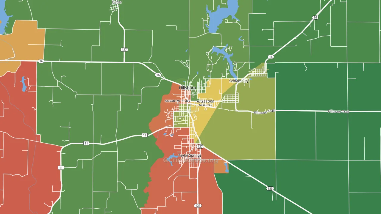 Hillsboro, IL Map of Assault Rates