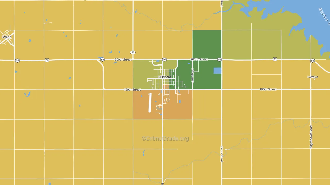 Hillsboro, KS Map of Assault Rates