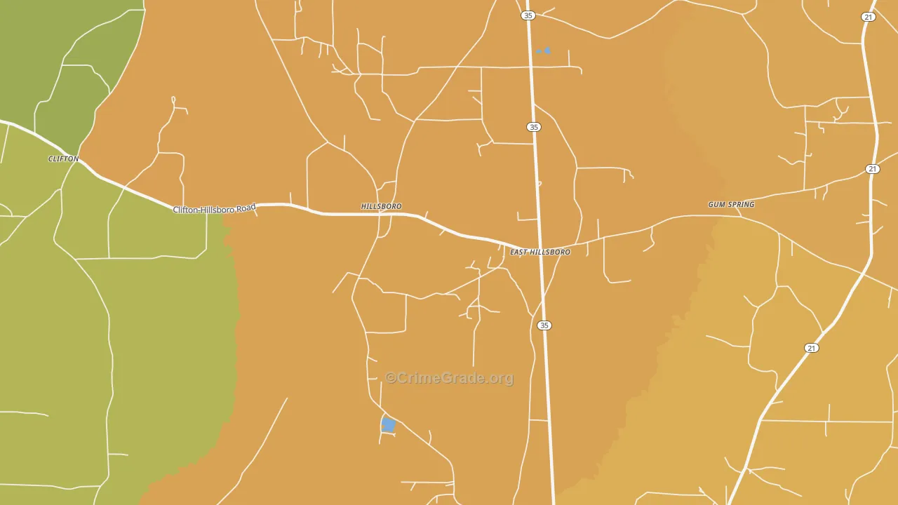 Hillsboro, MS Map of Assault Rates