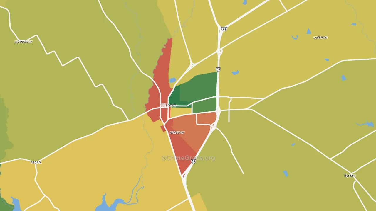 Hillsboro, TX Map of Assault Rates