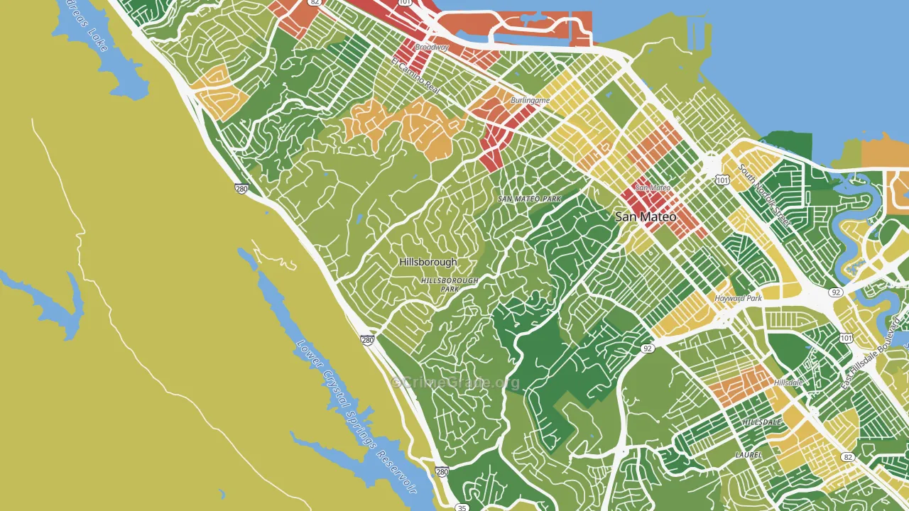 Hillsborough, CA Map of Assault Rates