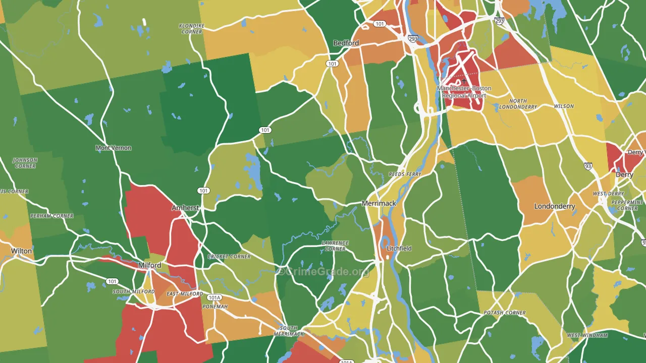 Hillsborough County, NH Map of Assault Rates