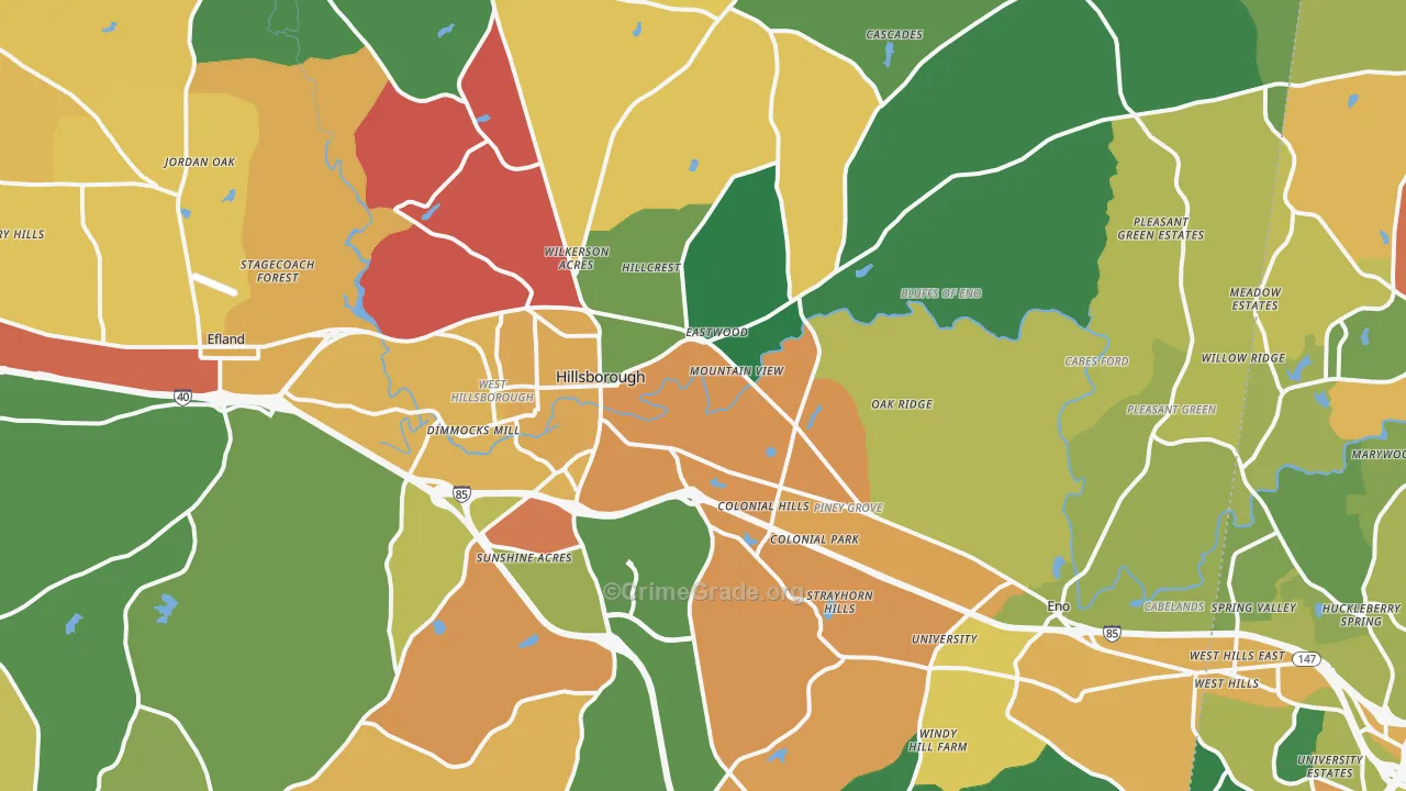 Hillsborough, NC Map of Assault Rates