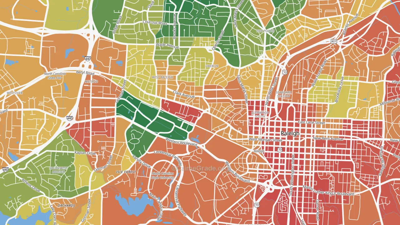 Hillsborough, Raleigh, NC Map of Assault Rates