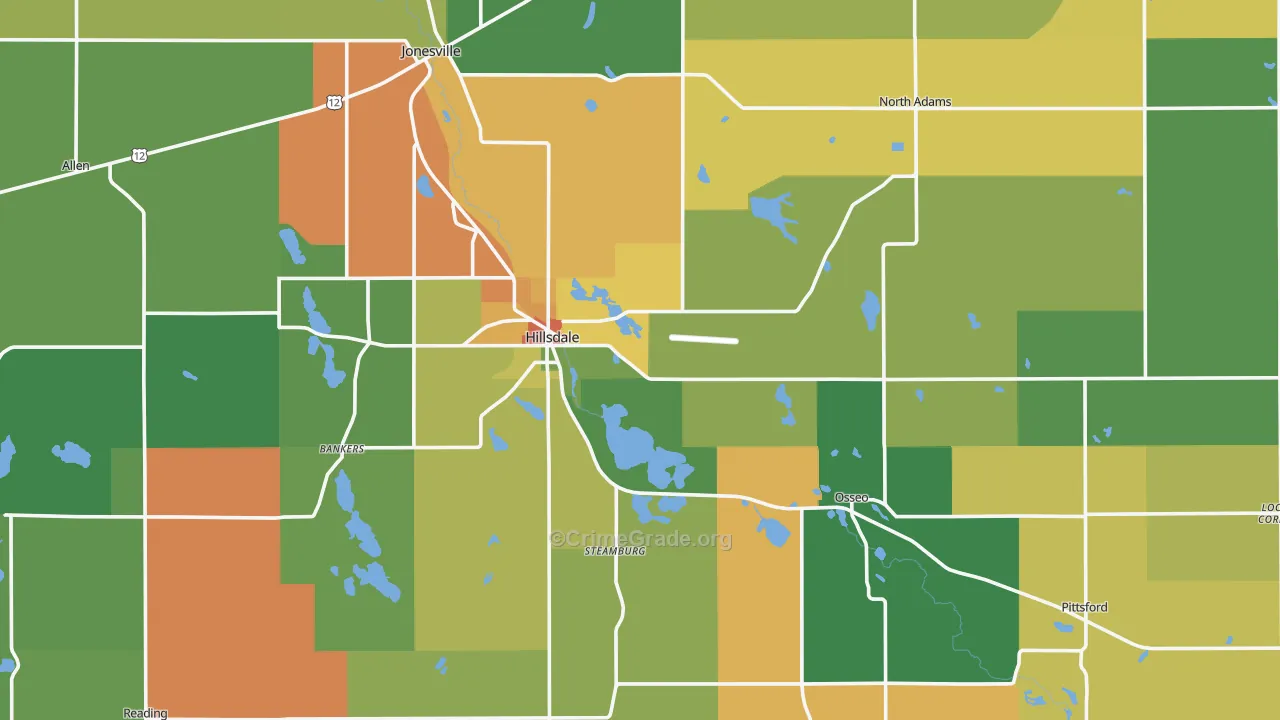 Hillsdale County, MI Map of Assault Rates