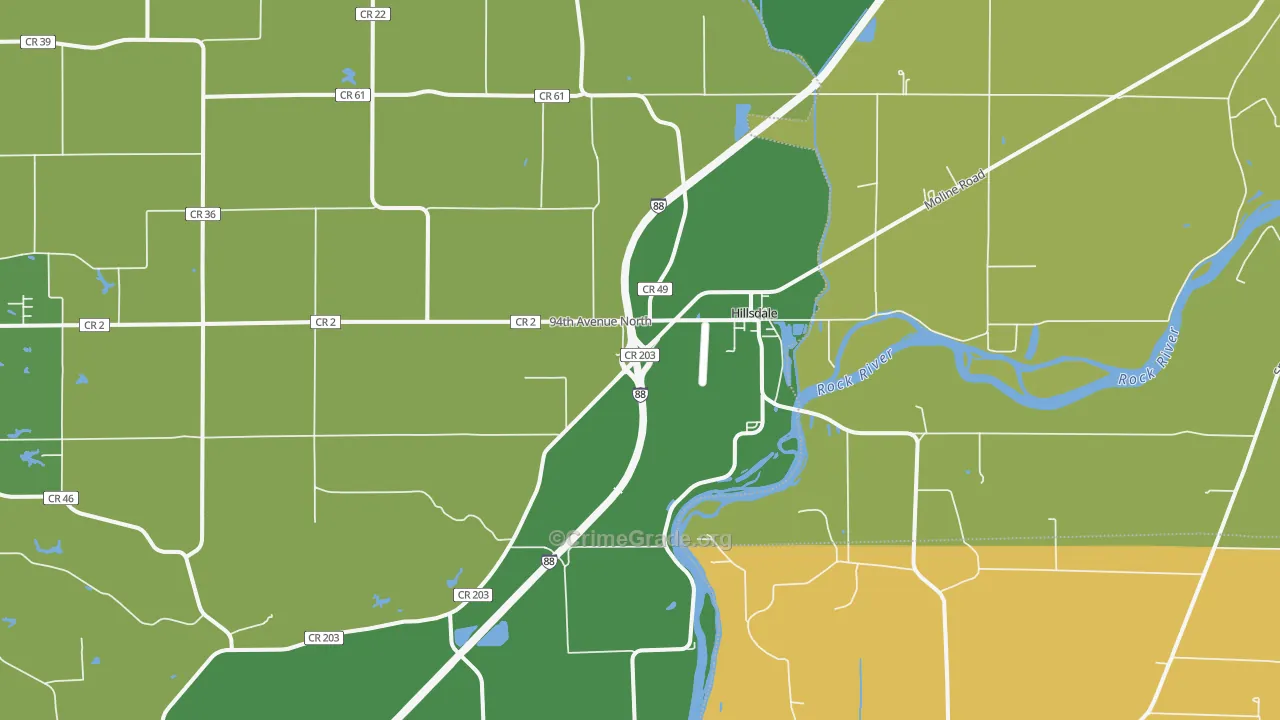 Hillsdale, IL Map of Assault Rates