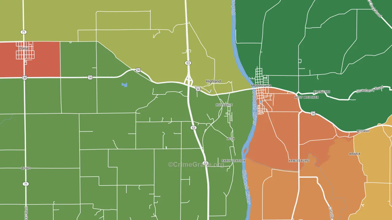 Hillsdale, IN Map of Assault Rates
