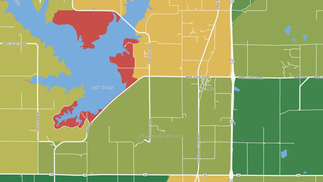 Hillsdale, KS Map of Assault Rates