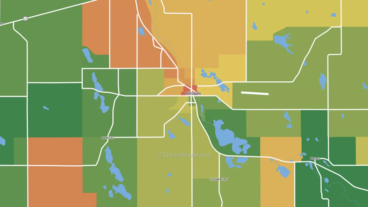 Hillsdale, MI Map of Assault Rates