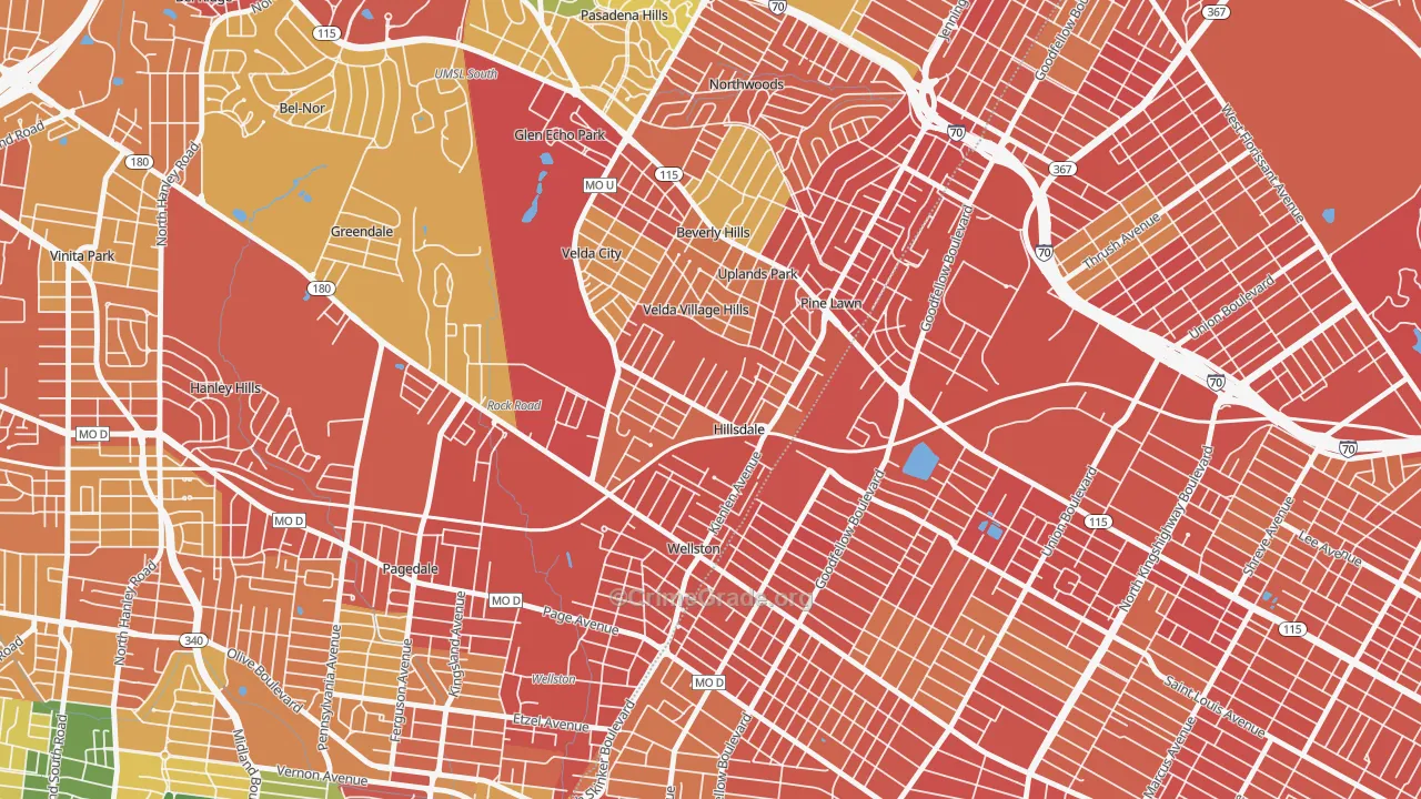 Hillsdale, MO Map of Assault Rates