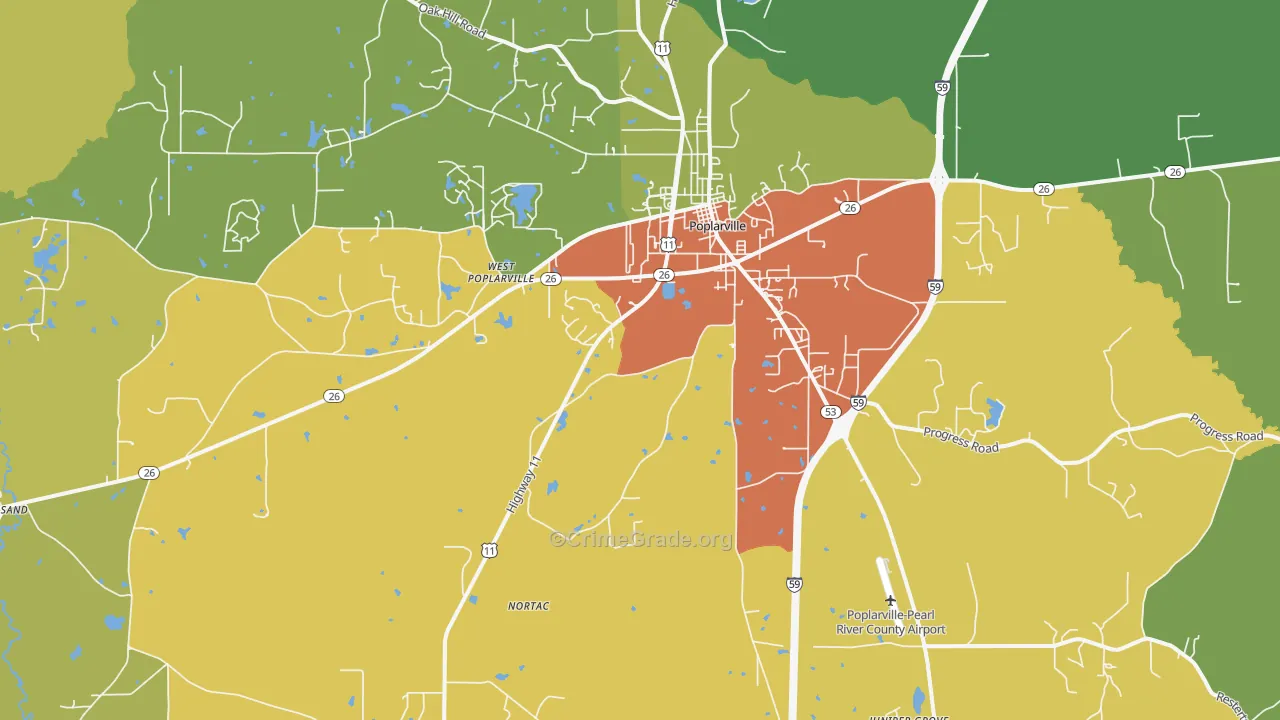 Hillsdale, MS Map of Assault Rates