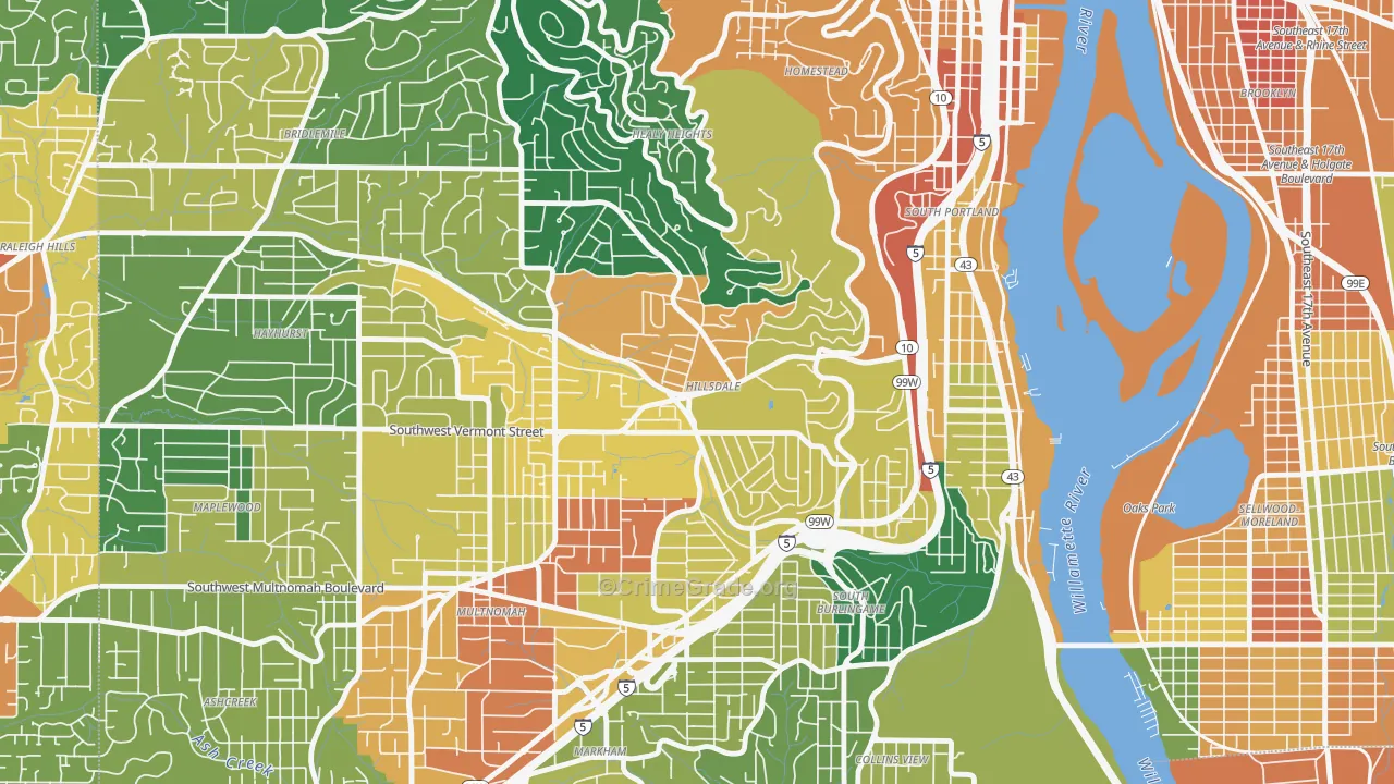 Hillsdale, Portland, OR Map of Assault Rates
